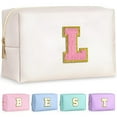 thumbnail image 1 of TOPEAST Regalos de cumpleaños personalizados para mujer, Neceser de maquillaje con parches preppy, Neceser de chenilla con letras, Organizador de viaje, Regalos para amigas, Cosas lindas para mujer (B, 1 of 5