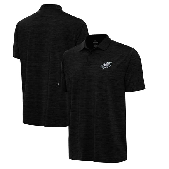 Men's Antigua Heather Black Philadelphia Eagles Layout Polo