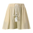 thumbnail image 5 of Sngxgn Womens Drawstring Shorts Summer Elastic Waist Casual Lightweight with Pockets(Yellow,L), 5 of 6
