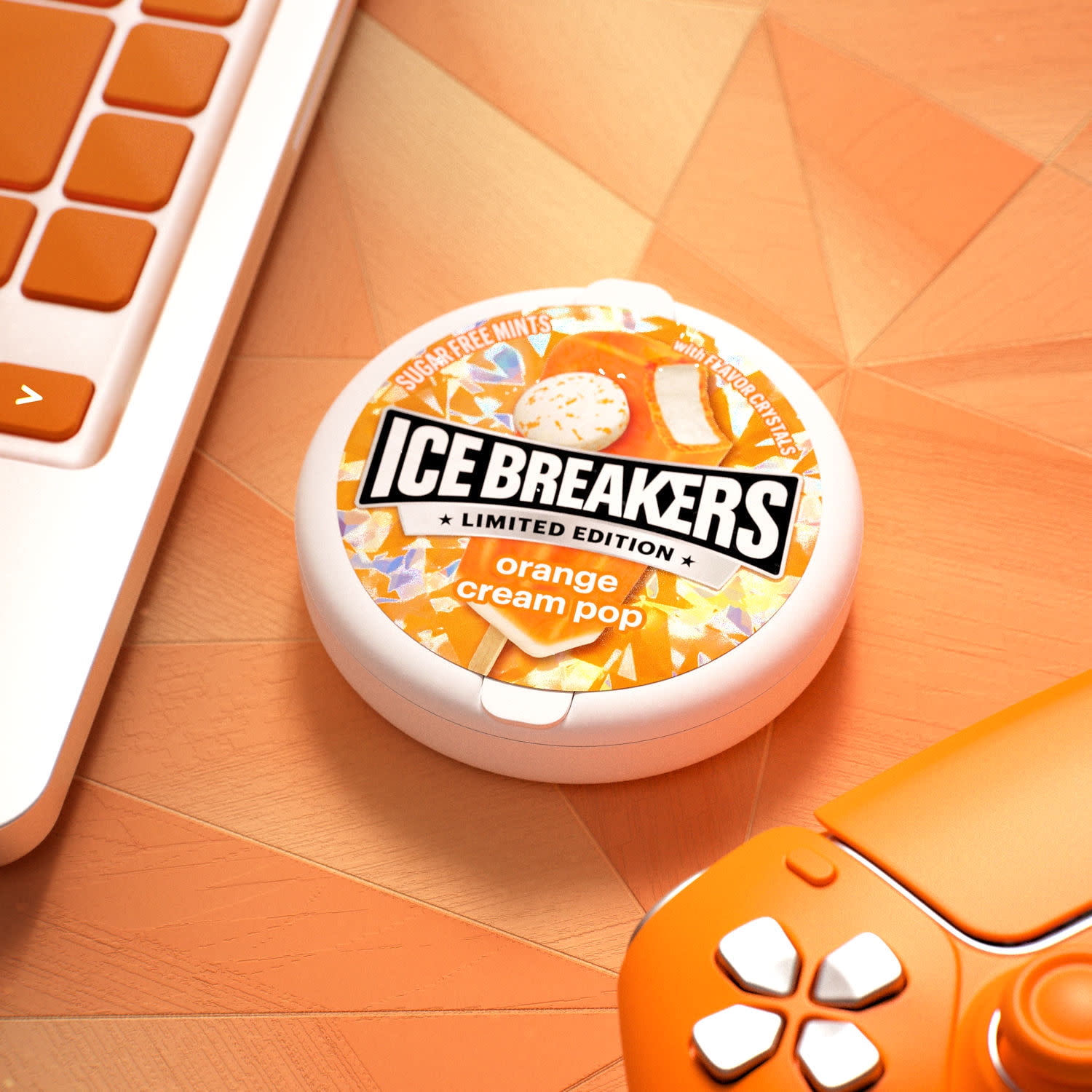 Ice Breakers Orange Cream Pop Sugar Free Mints, Tin 1.5 oz