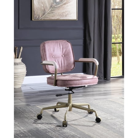 pink leather office chair 360-degree product