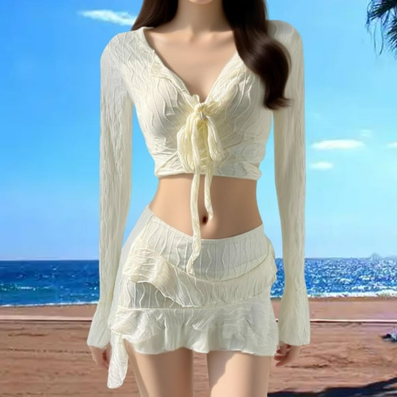 Traje de baño de mujer con fruncido, elegante conjunto de bikini para surfear, deportes acuáticos y .