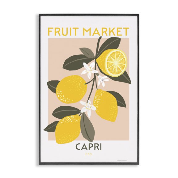 Stupell Industries Fruit Market Lemon Branch Food & Beverage Painting Black Framed Art Print Wall Art, 12 x 18
