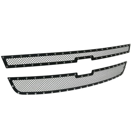 2006 Chevrolet Silverado Grille - Spec-D Tuning For 2005-2007 Silverado 1500 2500Hd 3500 Rivet Mesh Black Upper Grille Inserts 2Pc 2005 2006 2007