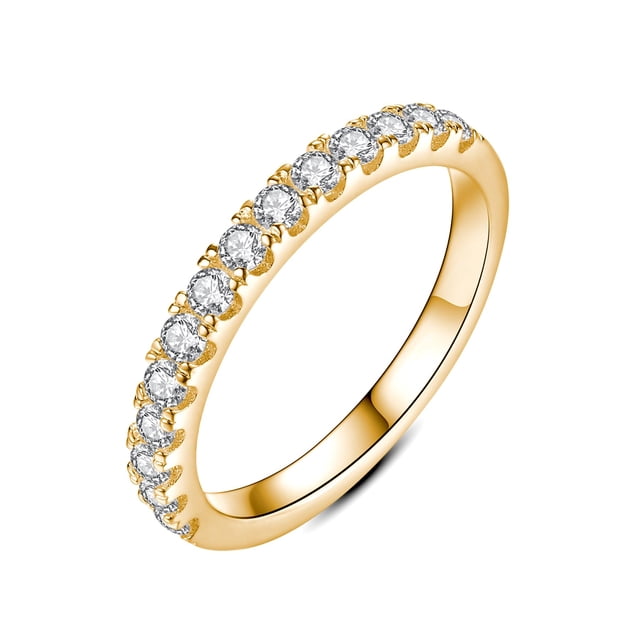 Alianza de boda IMOLOVE Moissanite de plata 925 chapada en oro de 18 quilates
