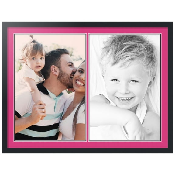 ArtToFrames Collage Photo Picture Frame with 2 - 16x24" Openings, Framed in Black with Tulip and Black Mats (CDM-3926-1422)