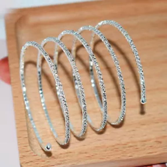 HOOUN Women Crystal Upper Arm Cuff Rhinestone Swirl Bangle Bracelets Silver/Golden-silver 5 rows