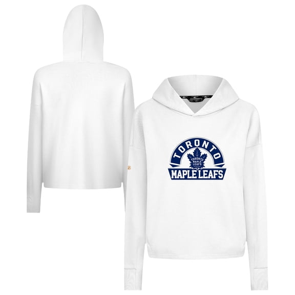 Women's Levelwear  White Toronto Maple Leafs Sweet Banner Arch Tri-Blend Cropped Pullover Hoodie