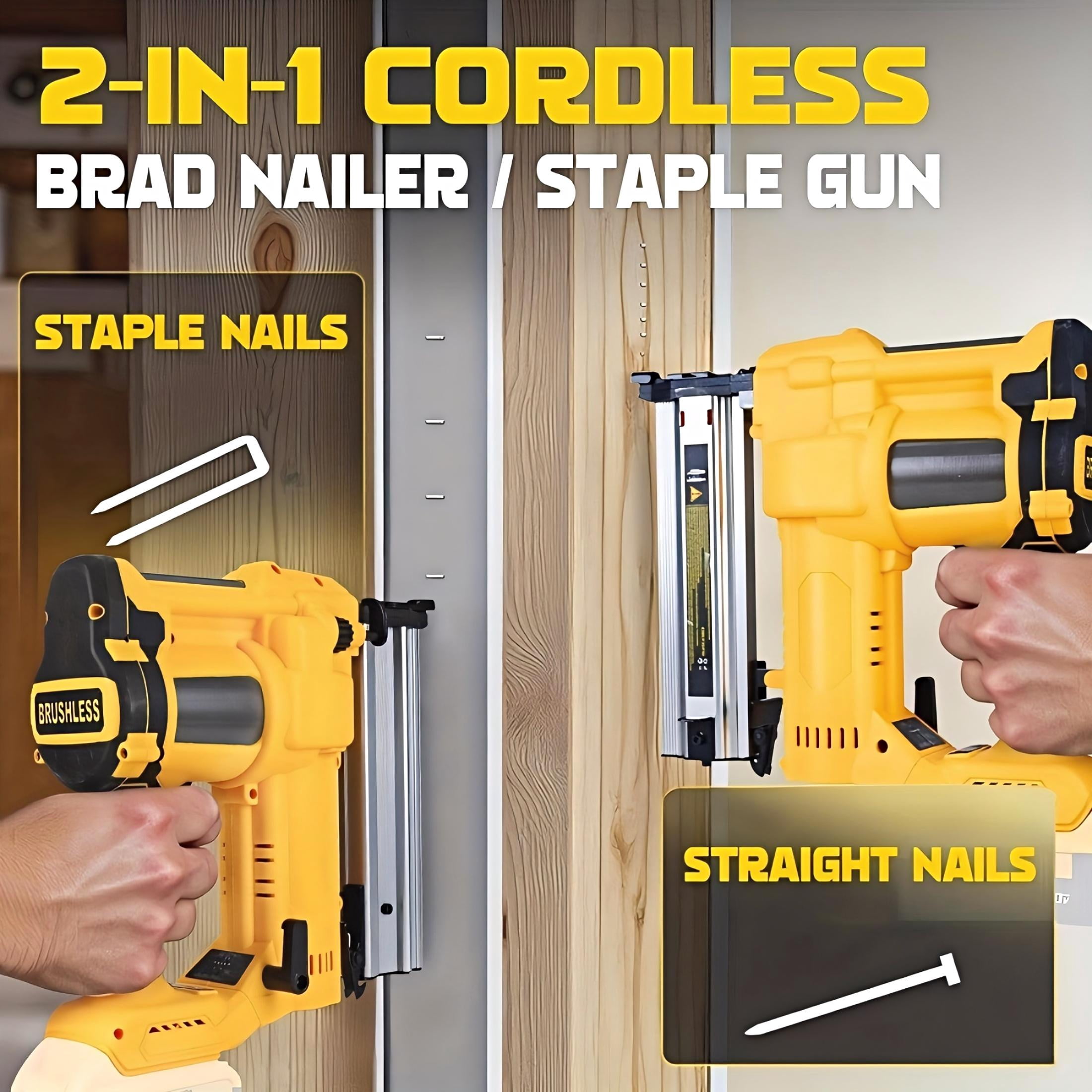 ELECMAPS AirStrike 20-Volt Cordless Brad Nailer, 18-Gauge for Woodworking, Compatible with Dewalt 20V Battery (Battery Not Included)