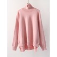 thumbnail image 2 of Chandails à Col Roulé d'Automne Chauds pour Femmes Surdimensionnés Chandail Rose Uni Chandail pour Femmes avec Côtés Fendus Chandails Surdimensionnés Femme FJH, 2 of 4