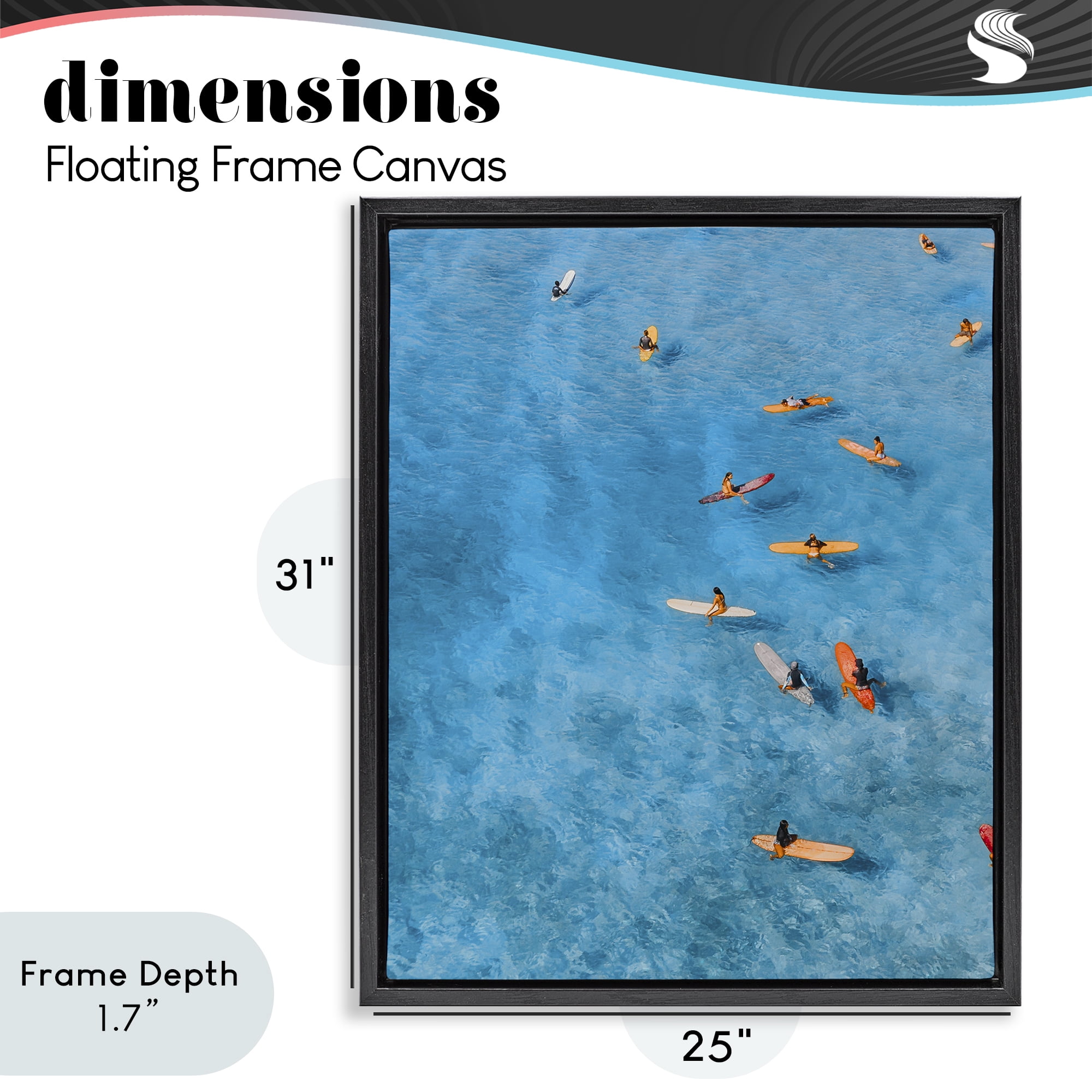 Stupell Industries Leisurely Surfers on Sea Black Framed Floater Canvas Wall Art, design by Jesse Keith