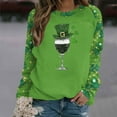 thumbnail image 5 of St Pattys Shirts Women Santa Hat Wine Glass Shirt Green Irish Shamrock Print Sweatshirt Long Sleeve Crewneck Pullover Tops, 5 of 5