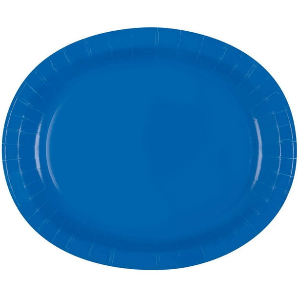 Oval Paper Plates, 12 in, Royal Blue, 8ct