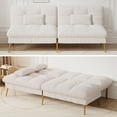 thumbnail image 3 of COMHOMA Convertible Futon Sofa Bed Upholstered Futon Couch Teddy Velvet Sleeper Sofa, White, 3 of 12