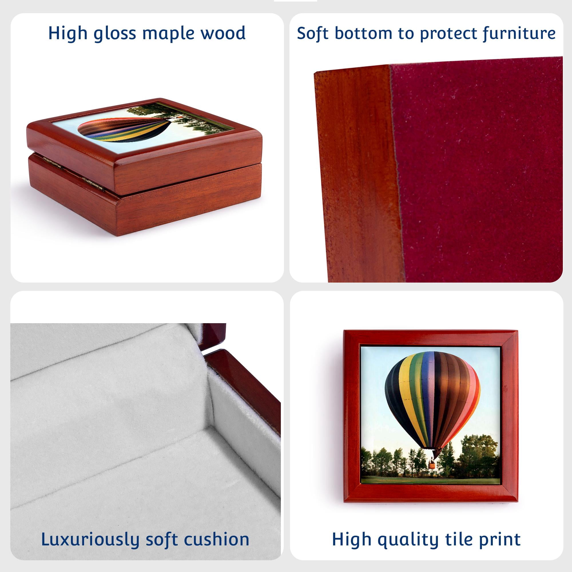 3dRose, Hot Air Balloon, Jewelry Box 5.5x5.5 inch with 4 inch tile