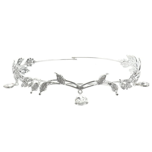 Masteelf Elegant Women Tiara Crown for Wedding Bridal with Rhinestones Crystal Decoration Silver Color