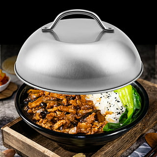 Happyyami Stainless Steel Steak Cover Griddle Dome Melting Dome Lid  Microwave Splatter Guard Bacon Grill Cover Food Tent Cover Skillet Lid  Metal Food