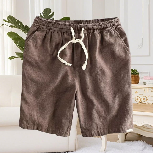 Tunhigl Shorts Décontractés pour Hommes - Coton à Cordon Été Plage Extensible Sergé Chino Golf