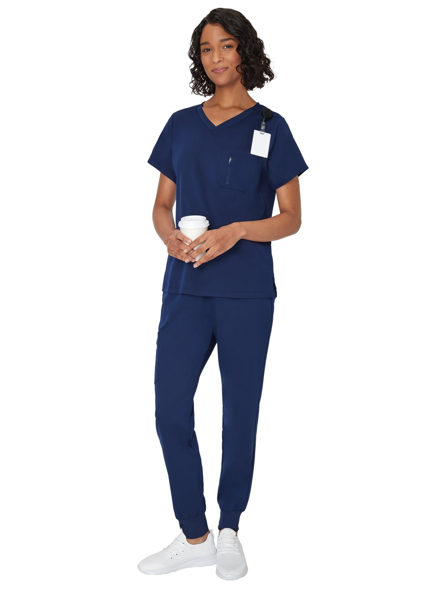 Hanes Women's Scrubs V-Neck Scrub Top, Premium, Short Sleeve, 1 Pocket, Sizes XS-3XL
