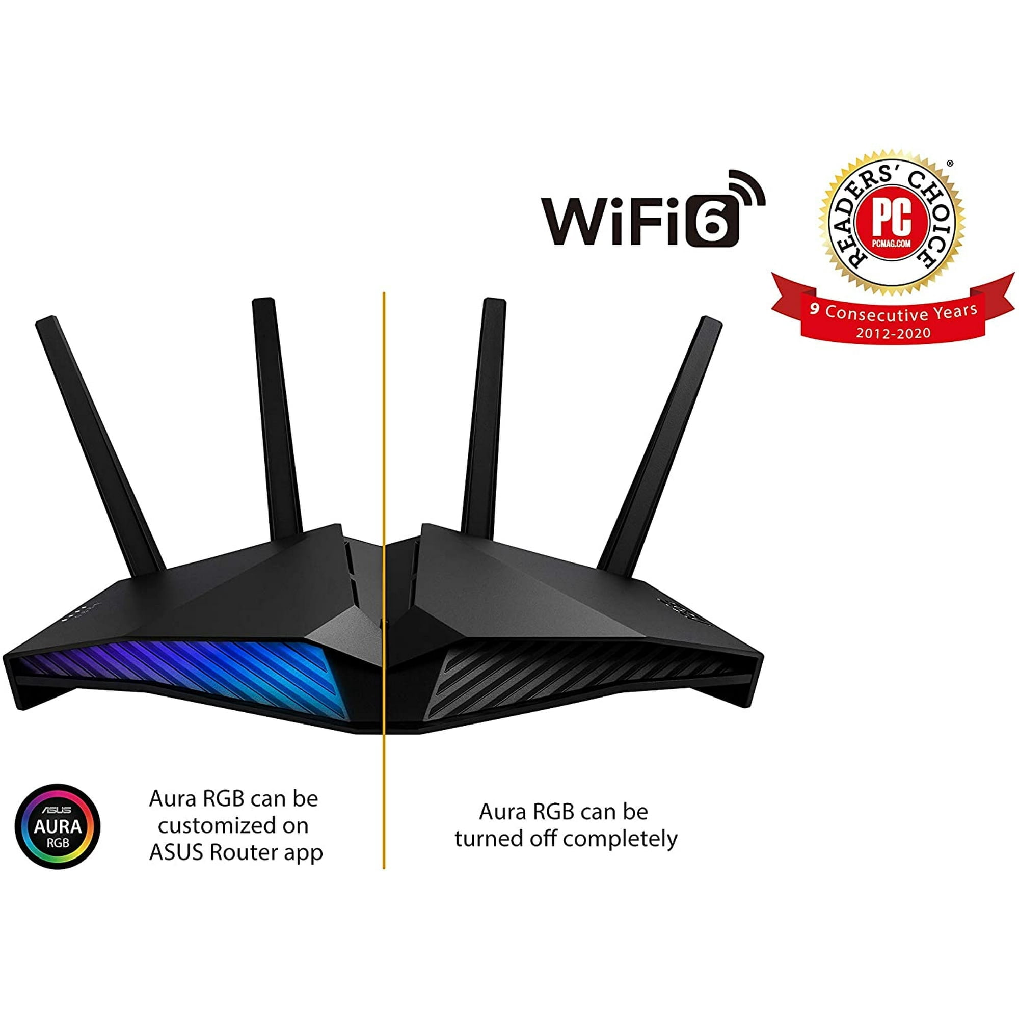 Restored ASUS RT-AX82U (AX5400) Dual Band WiFi 6 Extendable Gaming Router - Ultrafast Speed, Mobile Game Boost, Aura RGB, AiProtection Pro Security (Refurbished)