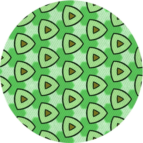 Ahgly Company Machine Washable Indoor Round Transitional Dark Lime Green Area Rugs, 4' Round