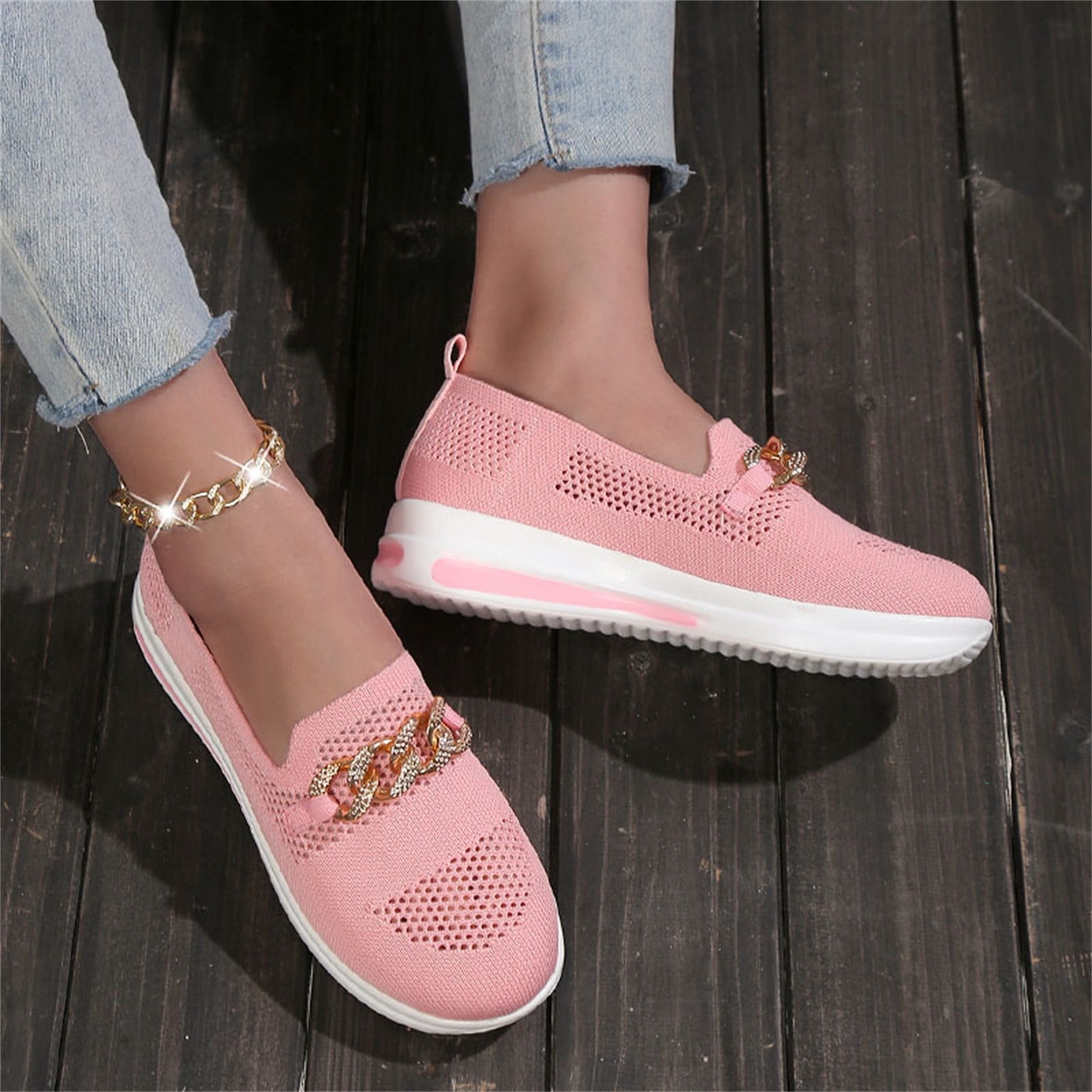 NIEWTR Women's Running Shoes Fashion Sport Gym Jogging Tennis Fitness Sneaker(Pink,8)