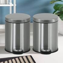 YRLLENSDAN Kitchen Trash Cans, 6L/1.6Gallon Metal Trash Can Stainless Steel Garbage Can with Lid & Foot Pedal & Removable Inner Basket for Bathroom, Office, Kitchen (2 pack)