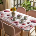 thumbnail image 3 of Watercolor Flowers Table Cloths for 4 Foot Rectangle Tables, Spring Pink Ink Floral Botanical Patio Waterproof Elastic Fitted Tablecloths, Washable Rectangular Table Cover for Camping, 3 of 8