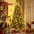 thumbnail image 3 of Costway Arbre de Noël Enneigé Pré-Éclairé de 9 Pieds 2058 Pointes avec Pommes de Pin et Baies Rouges avec 8 modes d'Éclairage, 3 of 10