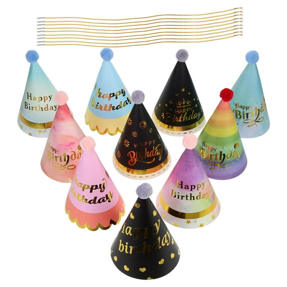 MEIBUTYUP 10pcs Dog Birthday Party Hats Cone Caps with Design for Puppy Celebrations Photo Props Accessories