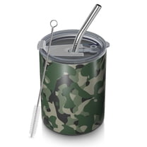 Camouflage 12oz Stainless Steel Coffee Mug – Double-Wall Insulated Cup with Spill-Resistant Lid, 360° Full-Print Design, Keeps Drinks Hot & Cold for Home, Office, Travel, Thanksgiving,Christmas