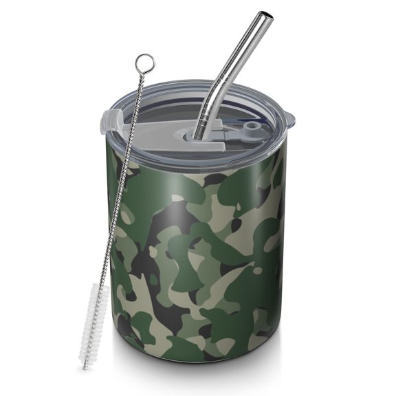 Camouflage 12oz Stainless Steel Coffee Mug – Double-Wall Insulated Cup with Spill-Resistant Lid, 360° Full-Print Design, Keeps Drinks Hot & Cold for Home, Office, Travel, Thanksgiving,Christmas