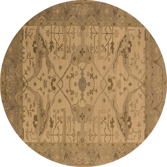 Ahgly Company Indoor Round Oriental Brown Industrial Area Rugs, 5' Round