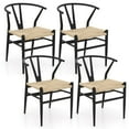 thumbnail image 1 of Costway Modern Dining Chair Set of 4 Weave Kitchen Armchairs with Y-Shaped Curved Backrest, 1 of 9