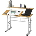 thumbnail image 2 of Safco Height-Adjustable Split Level Drafting Table - Rectangle Top - Adjustable Height - 26.50" to 37.25" Adjustment - Assembly Required - Medium Oak - Steel, Wood - 1 Each, 2 of 4