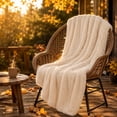 thumbnail image 4 of XIA0LE Thickened Long Faux Fur Throw Blanket, 31.5x42.5 Inchesfuzzy Faux Fur Throw Blanket, Reversible Shaggy Blankets, Fluffy Plush Warm Throws For Sofa Couch, White, 4 of 5