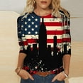 thumbnail image 2 of 3/4 Length Sleeve Tops for Womens 4Th of July Patriotic T-Shirts USA Flag Star Stripe T Shirts Relaxed Fit Tunics Blouses Scooped Neck Tees Dressy Vintage Blouse Going Out Beach Outfits, 2 of 5