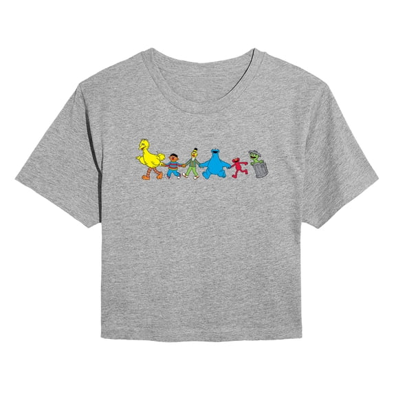 Sesame Street - SS Group - Juniors Cropped Short Sleeve Graphic T-Shirt