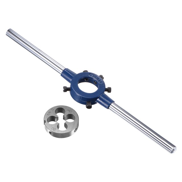 Unique Bargains Rond Poignée Poignée Clé Ensemble 3/8-32 UNEF Filetage Matrice et 30mm Die Titulaire (Capacité: 20mm-30mm / M9-M11)