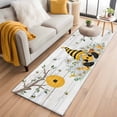thumbnail image 2 of Bees Dwarfs Runner Rugs 2x6 ft Springs White Daisy Branch Wood Striped Washable Hallway Rugs Non-Slip Floor Mats Absorbent Carpet Bedside Runners for Bedroom Kitchen Bathroom Laundry Room, 2 of 9