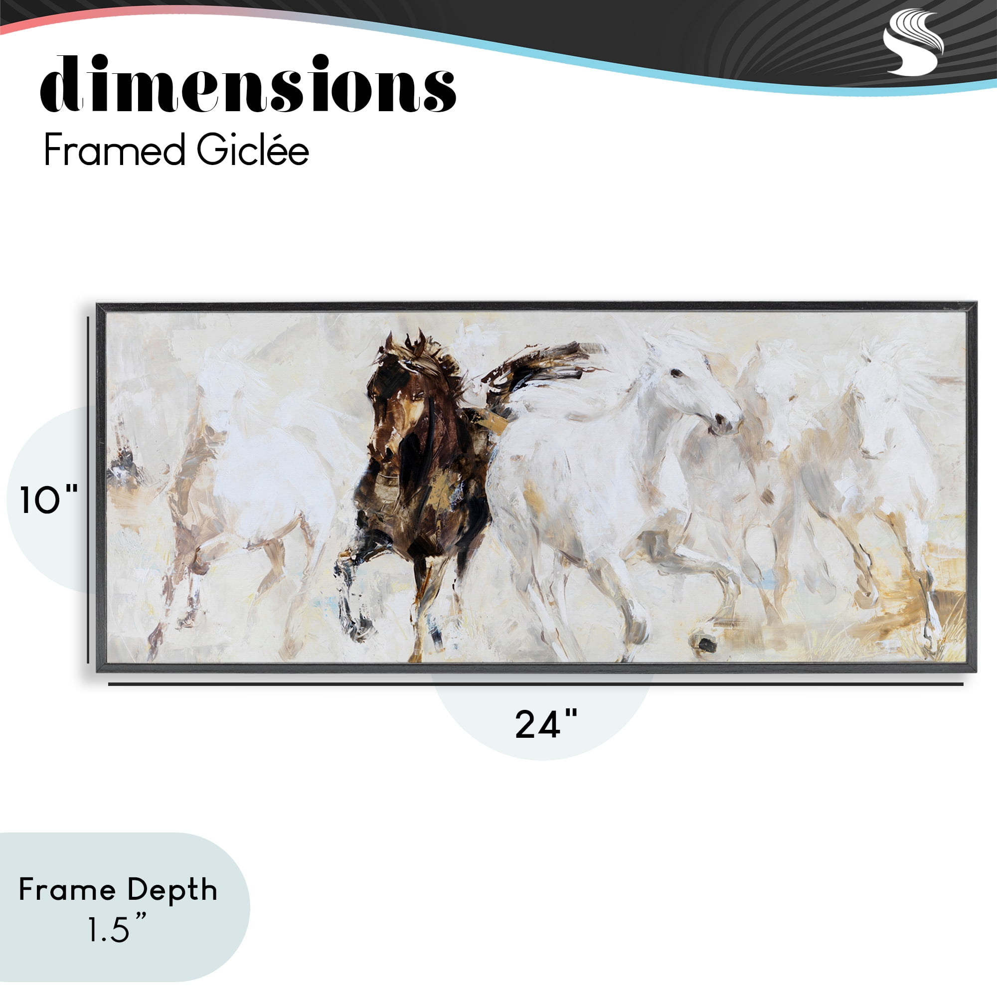 Stupell Industries Dancing Horses Abstract Scene Black Framed Giclee Art, design by Lorenzo Collective