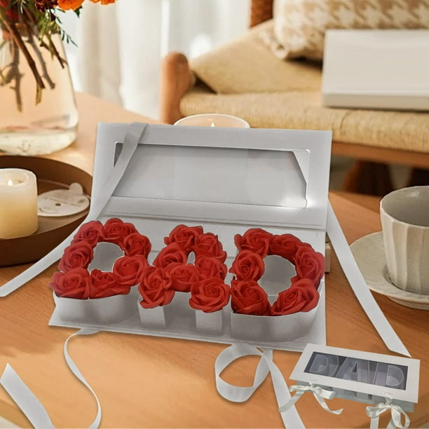 Caja de flores vacía con carta de papá Caja de regalo relleno de recuerdo Bolsa de jabón de flores creativa para el día para la decoración de