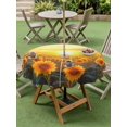thumbnail image 5 of Outdoor Tablecloth with Umbrella Hole Zipper Summer Sunflower Round Tablecloth 54" Waterproof Outside Table Cloth Watercolor Pastoral Botanical Floral Patio Table Cover Tablecloths for Picnic Party, 5 of 8