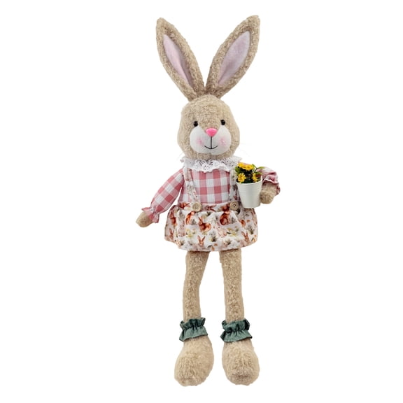 23.2in Long-Legged Easter Plush Bunny, High Saturation Textile Interface for Seasonal Aesthetics, Sophisticated Tabletop Accent Piece