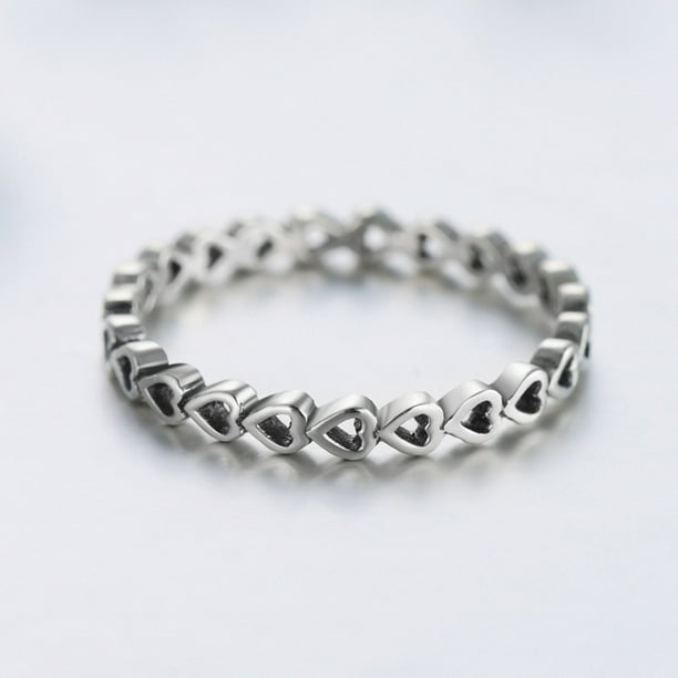 Anillo de corazón para mujer, bonita banda de corazón liso, delicado compromiso, promesa, anillos de boda, joyería