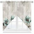 thumbnail image 2 of Teal Broccoli Swag Curtain Valance for Windows, Rustic Farmhouse Flower Leaf Retro Brown Plant Window Treatments Short Swag Topper for Kitchen Windows Bathroom Bedroom, 36"x45", 2 of 8