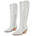 thumbnail image 3 of RONILURN Knee High Rhinestone Cowgirl Boots Sparkly Bling Cowboy Boots for Women Western Chunky Heel Fashion Comfortable Side Zipper, 3 of 11