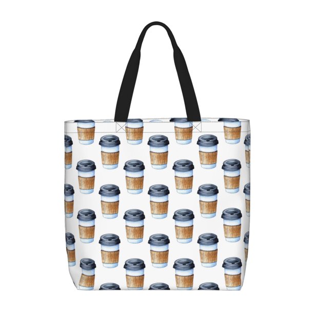 Balery Coffee To Go Pattern Bolsa de Mano para Mujeres con Cremallera, Bolsa de Gimnasio con Compartimentos, Bolsa para Laptop, Bolsa para Trabajo