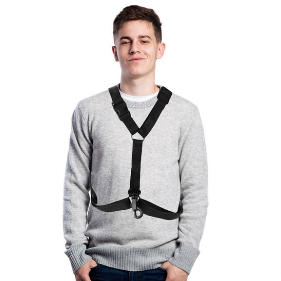 SEWCHICS Black Adjustable Saxophone Strap for Alto Tenor Baritone Sax with Nylon and Plastic Materials