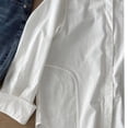 thumbnail image 4 of Women's White Long-sleeved Blouse with Loose Polo Neck, 4 of 7